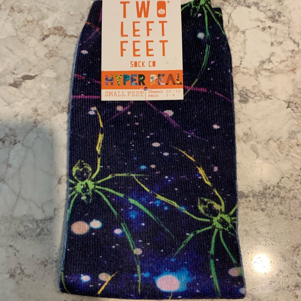 Two Left Feet Blue Hyper Real Neon Women’s 5.5 - 9.5 Mens 5-8 Spider Halloween